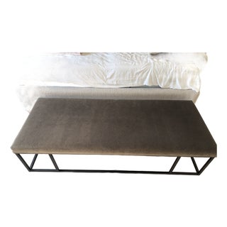 Mitchell Gold + Bob Williams "Carmen" Large Velvet Bench / Cocktail Ottoman - Dark Bronze Base For Sale
