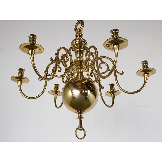 Dutch Brass Rembrandt Chandelier with Six Arms, 1940s For Sale - Image 6 of 8