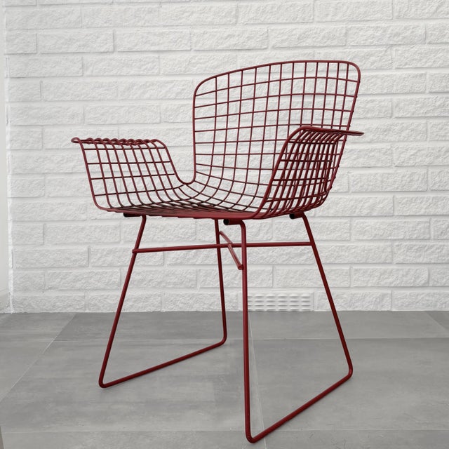 Mid-Century Modern Red Painted Steel Wire Chair, Sweden, 1960s For Sale - Image 12 of 12