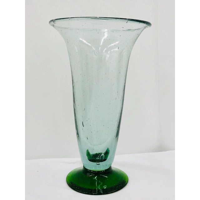 Shabby Chic Vintage Hand Blown Art Glass Flower Vase For Sale - Image 3 of 8
