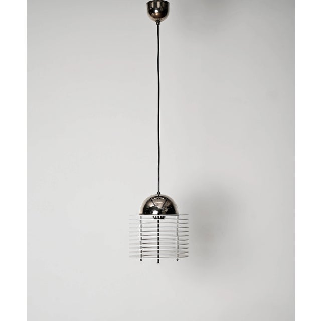 1970s Mid-Century White Acrylic and Chrome Pendant Light, 1970s For Sale - Image 5 of 9