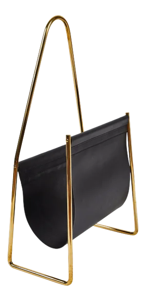 Carl Auböck Model #3808 Brass and Leather Magazine Rack
