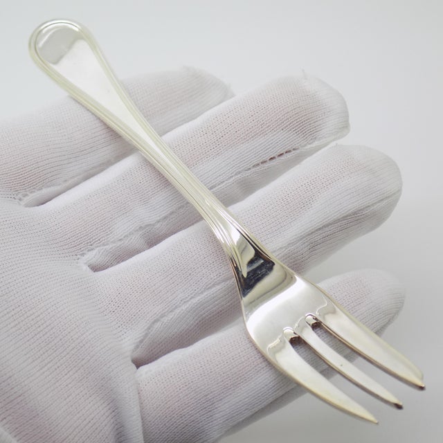 Elegant vintage Italian handmade genuine silver dessert or fromage cheese fork, finely crafted and well balanced. A...
