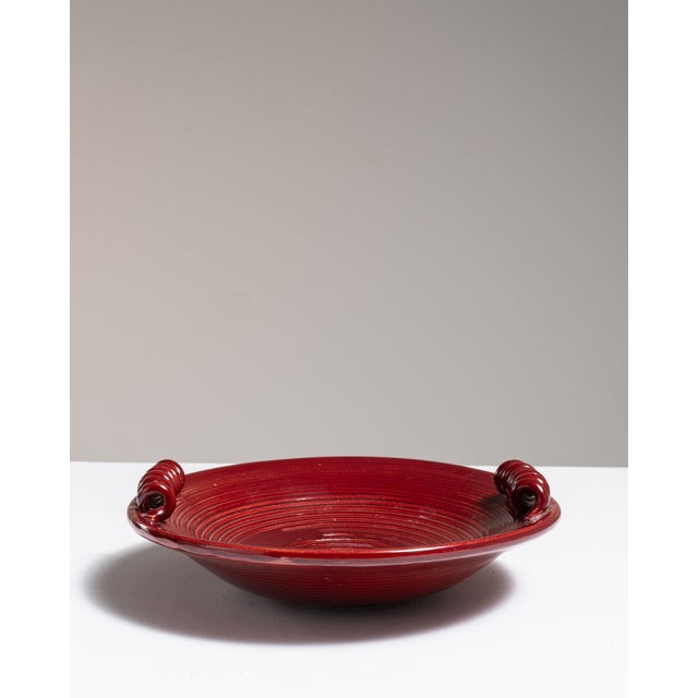 1950s Belgium Rose Ceramic Serving Bowl For Sale - Image 4 of 15