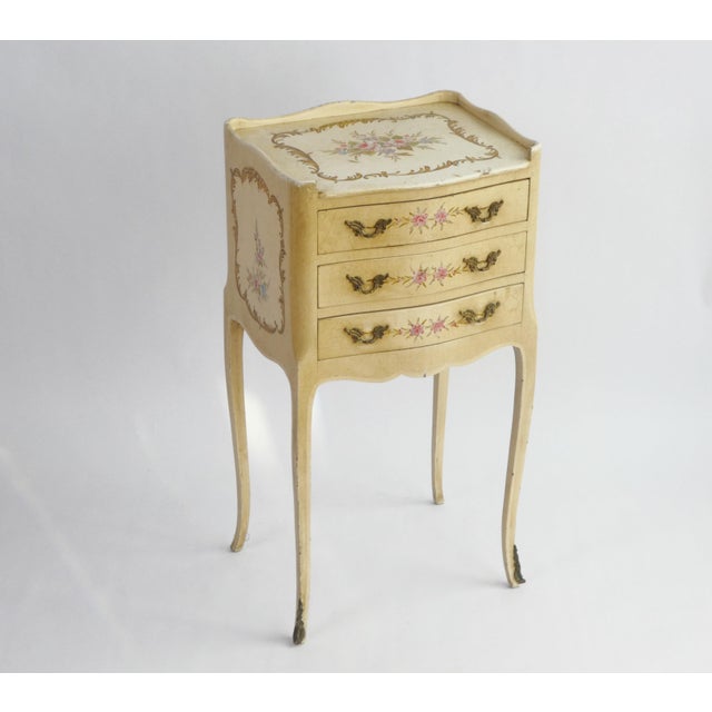 Vintage Venetian Louis XV Hand-Painted Floral Nightstand with Drawers, 1920s For Sale - Image 13 of 13