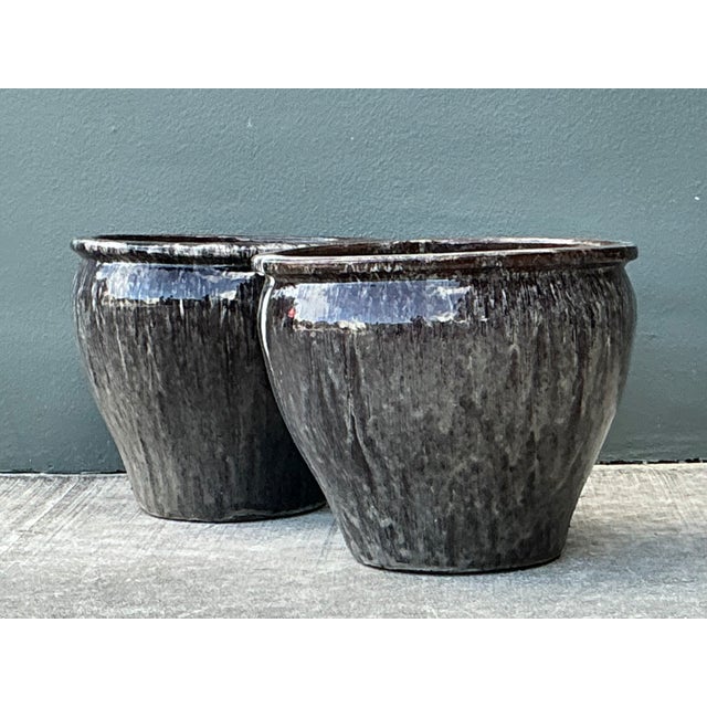 Ceramic Vintage Glazed Ceramic Planters - Pair For Sale - Image 7 of 12