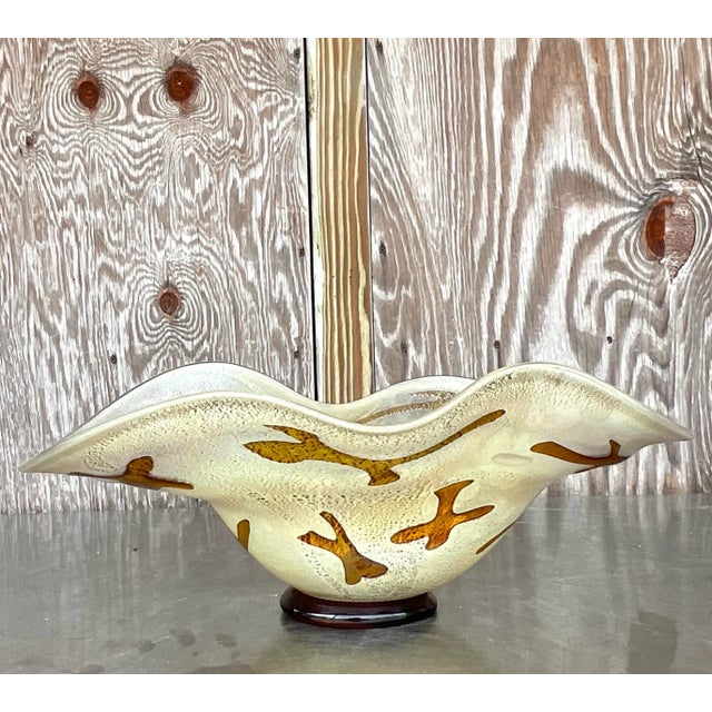 Vintage Boho Signed Art Glass Bowl For Sale - Image 9 of 12