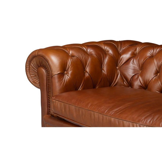 2020s British Brown Leather Chesterfield Sofa For Sale - Image 5 of 11