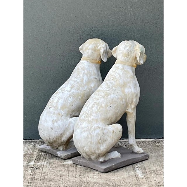 Vintage Cement Dog Sculptures - A Pair For Sale In West Palm - Image 6 of 12