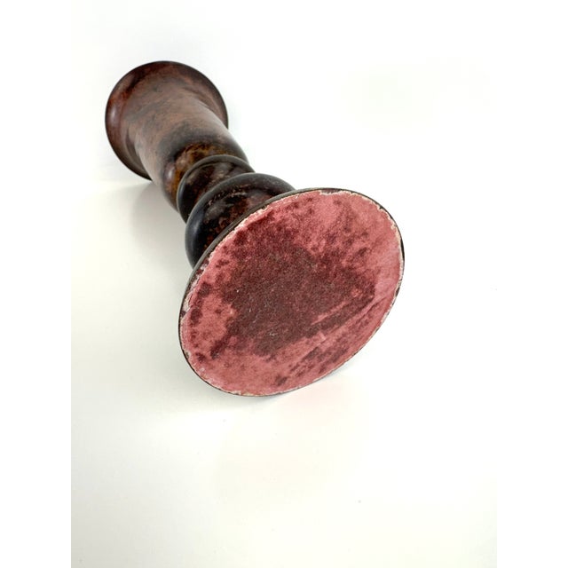 Brown Vintage Metal Vase With Aged Patina Decorative Vessel For Sale - Image 8 of 8