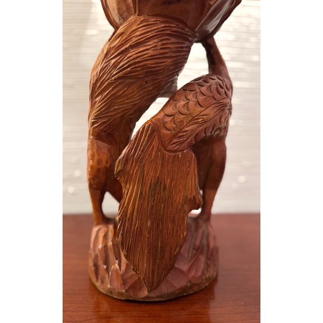 Wood Early 20th Century Antique 25" H Large Hand Carved Wooden Buddha Statue For Sale - Image 7 of 12