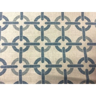 Lee Jofa Ciro Blue/Ivory Geometric Multi-Purpose Fabric by Diamond Baratta - 3.6 Yards For Sale