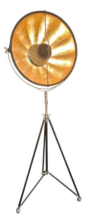 Black and Gold Leaf Studio 76 Tripod Floor Lamp by Mariano Fortuny