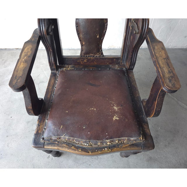 Antique 1900s Edwardian Adjustable Barber's Chair For Sale - Image 9 of 12