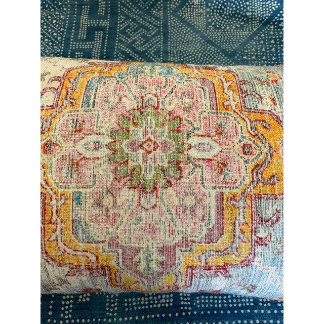 Textile Boho Chic Antiqued Persian Rug Colorful Woven Cotton Lumbar Pillow New For Sale - Image 7 of 11
