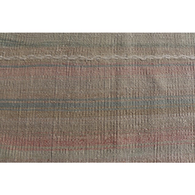 Mid 20th Century Vintage Turkish Kilim Rug With Soft Pastel Stripes in Sand, Sage, and Blue For Sale - Image 5 of 10