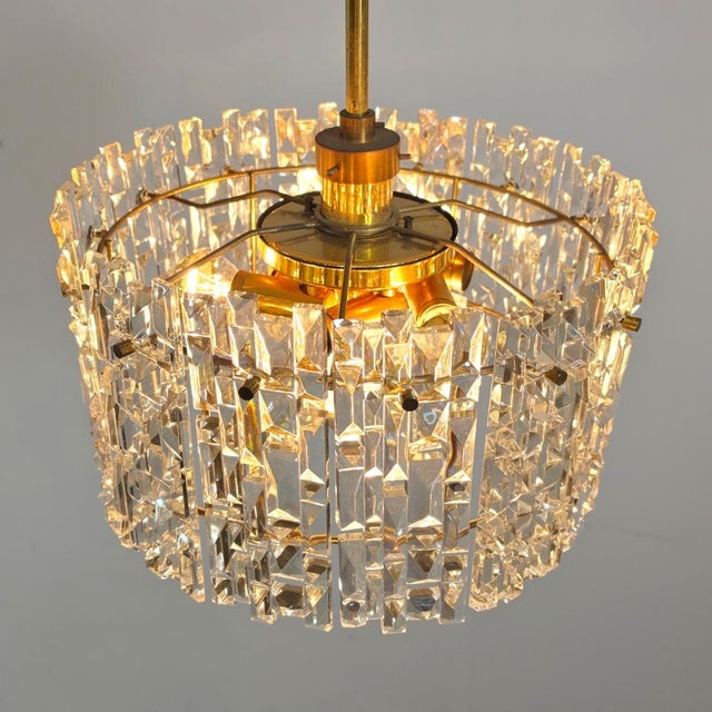 Mid-Century Facet Glass Chandelier from Kinkeldey, 1960s, in Very Good conditions. Designed 1960 to 1969 This piece has an...