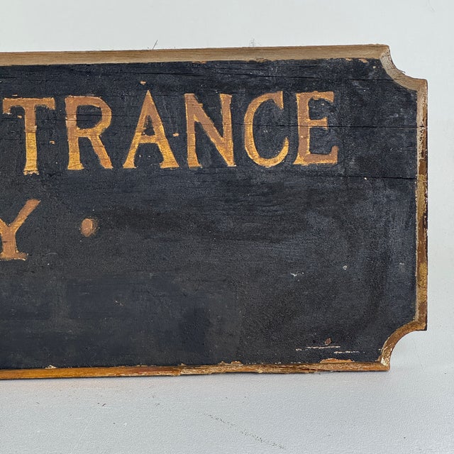Unique Vintage Wooden Sign Announcing "Service Entrance Only" With Scalloped Design For Sale - Image 4 of 12