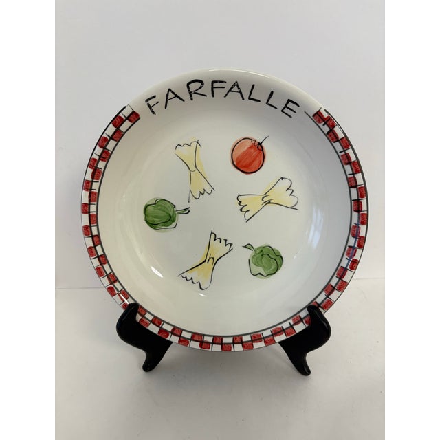Late 20th Century Italian Bistro “Pasta for 4” Ceramic Bowl Set by Tabletop Unlimited, 5-Piece Handpainted Eclectic For Sale - Image 9 of 9