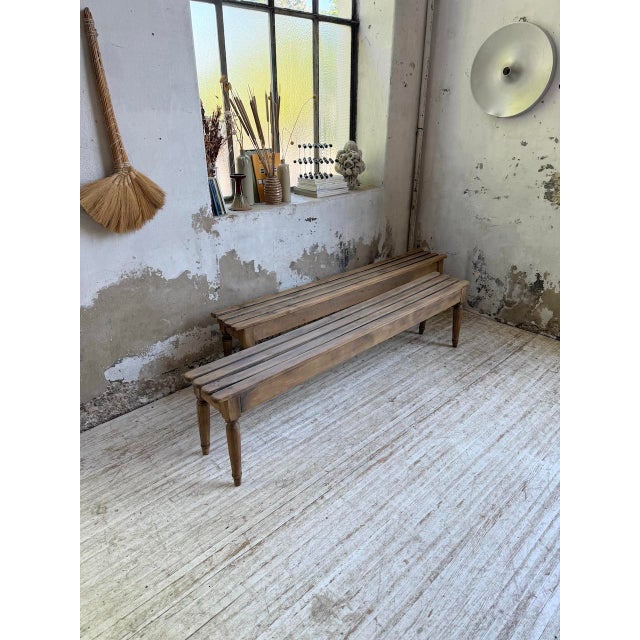 1950s Vintage Benches with Oak and Beech Slats, 1950, Set of 2 For Sale - Image 5 of 15