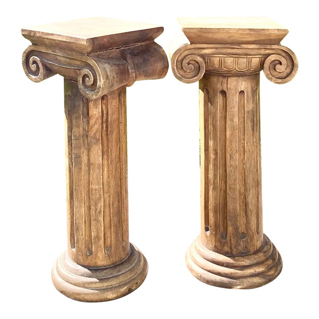 Carved Wood Ionic Column Pedestals For Sale