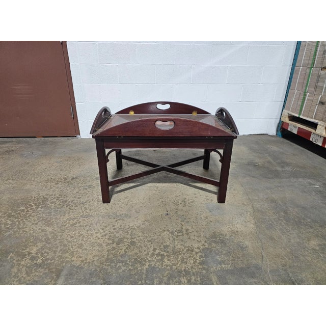 Hekman Butler Table Mahogany Coffee Table W/ Sunburst Inlay in the Federal Style For Sale In Cleveland - Image 6 of 8