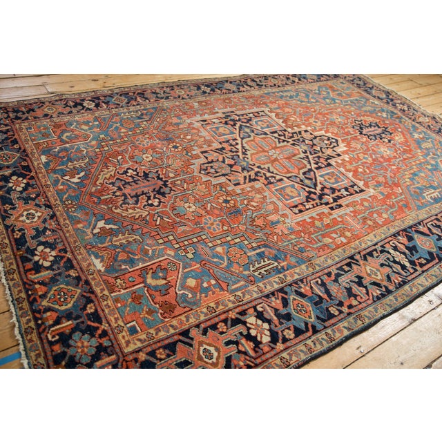 1920s Antique Persian Heriz Medallion Wool Carpet For Sale - Image 12 of 13