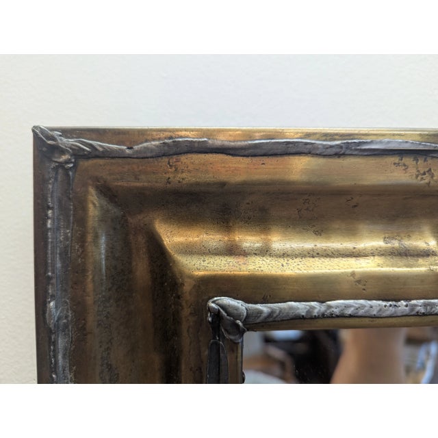 Metal French Brutalist Mid Century Mirror For Sale - Image 7 of 8