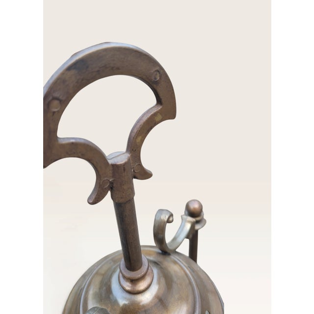 Brown Vintage Revival French Brass, Glass and Wood Hurricane Table Lamp, 1960s For Sale - Image 8 of 18