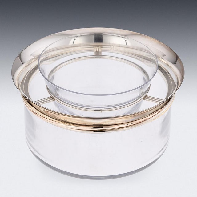 1990s Silver & Glass Caviar Bowl & Serving Spoon Set from Cartier, 1990s, Set of 3 For Sale - Image 5 of 18