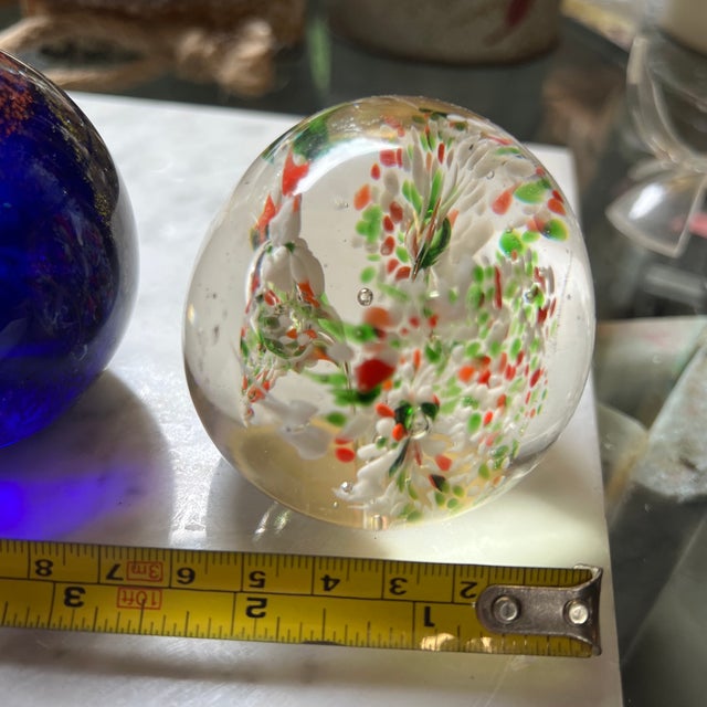 Glass Vintage Collection of Glass Paperweights- Set of 2 For Sale - Image 7 of 9