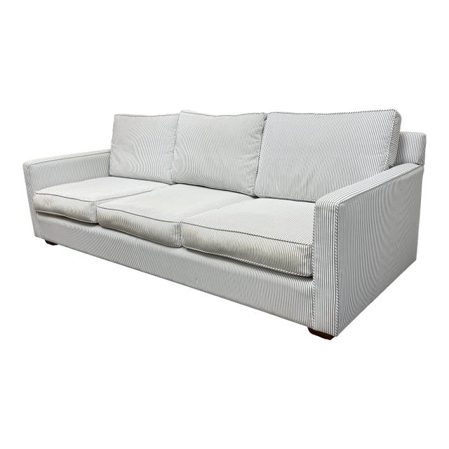 Serena & Lily Bespoke Perennials Pinstripe Sofa For Sale