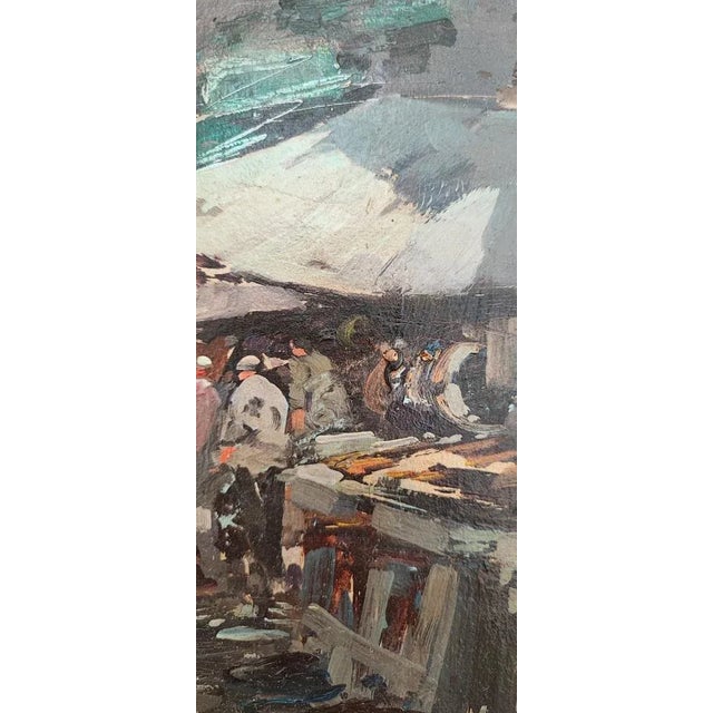 Ezelino Briante, Marché animé, Oil on Wood, Framed For Sale - Image 4 of 10