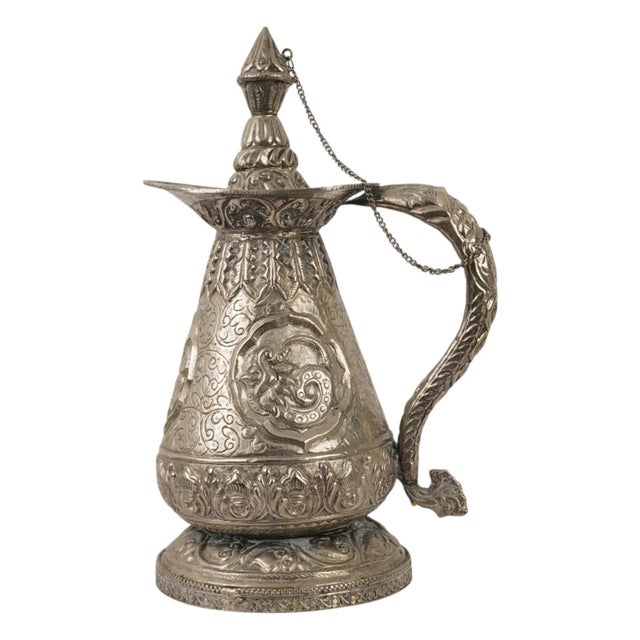 Antique Asian Indian Sino Tibetan Low Graded Silver Ritual Ewer For Sale In New York - Image 6 of 7
