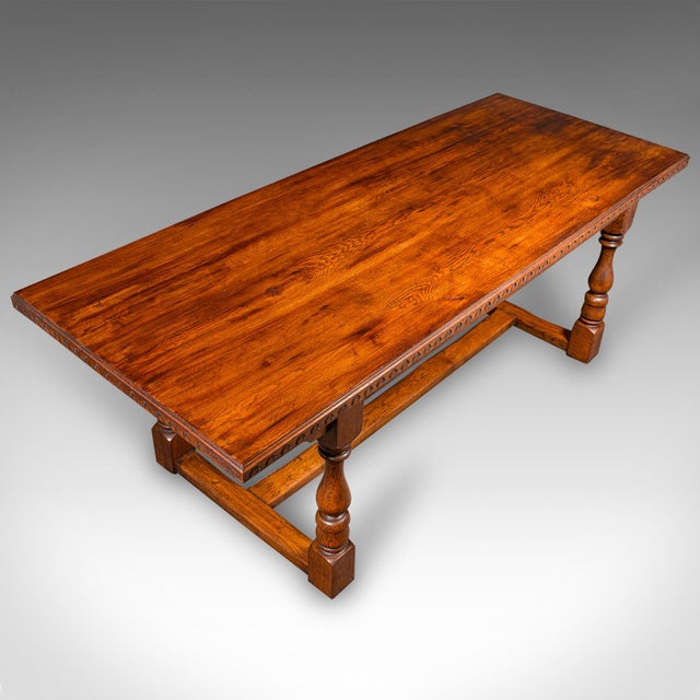 6 Seat Antique Dining Table, English, Oak, Country Kitchen, Refectory, Edwardian For Sale - Image 6 of 12