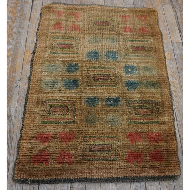 Mid-Century Modern 1930s Camel Tan Geometric Swedish Antique Art Deco European Rug Wool Carpet For Sale - Image 3 of 12