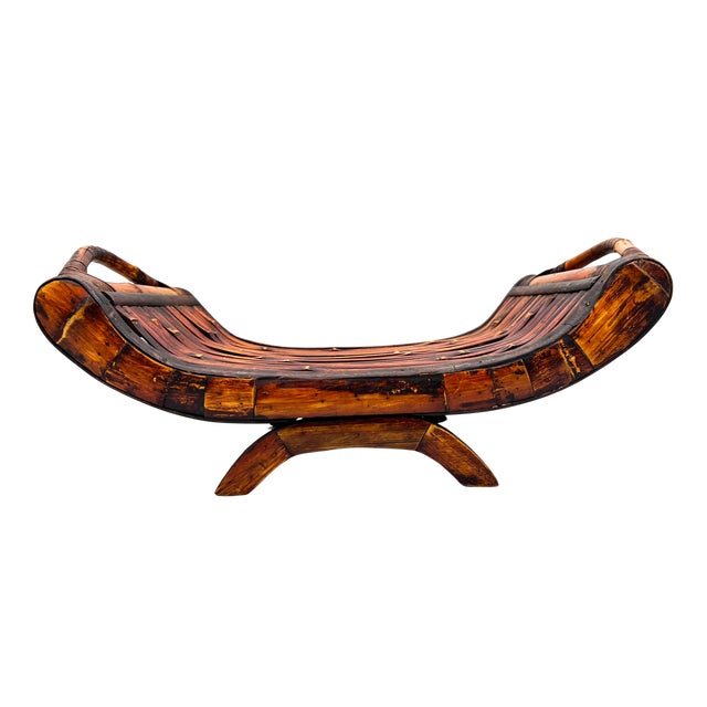 Vintage Handcrafted Bent Bamboo Display Tray on Stand – Organic Modern / Tropical For Sale - Image 13 of 13
