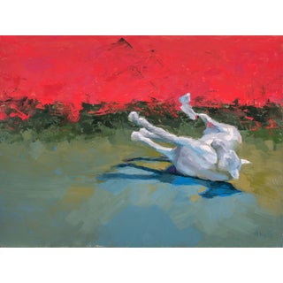 Broken Christmas by Shelli Langdale | Oil on panel Abstract depiction of a fallen white figure. For Sale