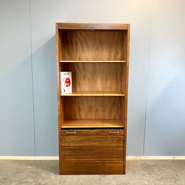 Roller Shutter Cabinet in Oak, 1950s For Sale - Image 10 of 10