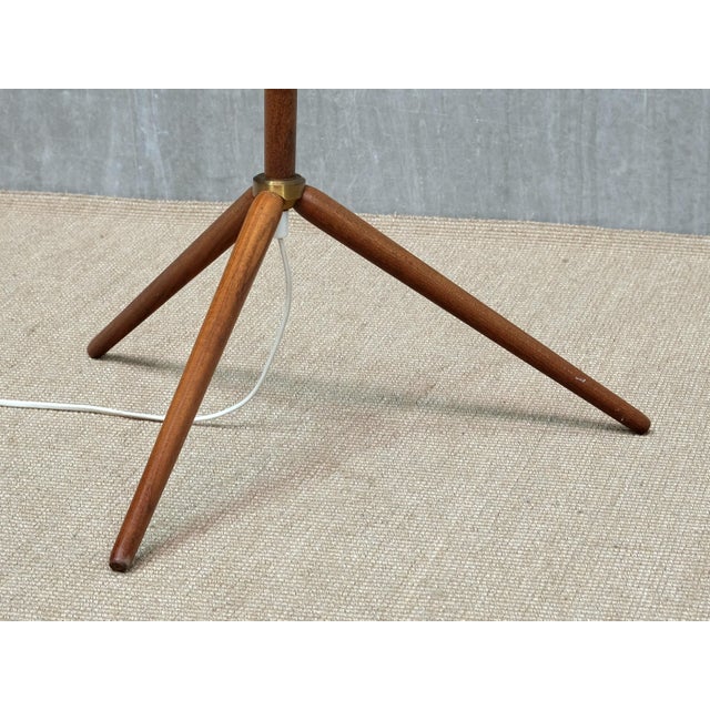 Mid-Century Modern Teak and Brass Tripod Floor Lamp from Nybro Armatur Fabrik, Sweden, 1960s For Sale - Image 4 of 9