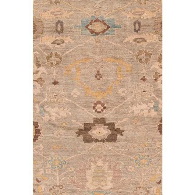 2010s Brown Modern Sultanabad Wool Rug With Floral Design For Sale - Image 4 of 5