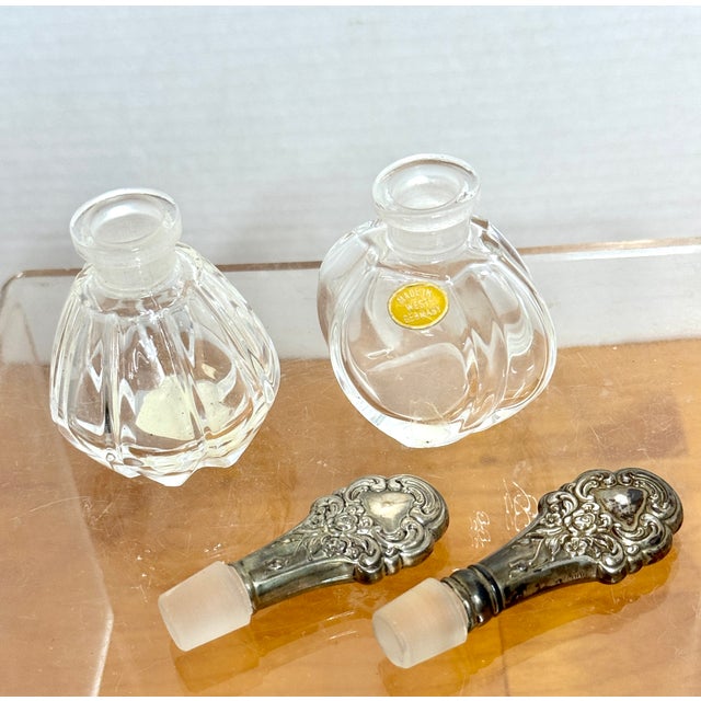 1940s 1940s Towle Old Master Pattern SterlingTop Crystal Perfume Bottles For Sale - Image 5 of 9
