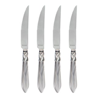 VIETRI Aladdin Antique Light Gray Steak Knives - Set of 4 For Sale