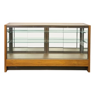 Vintage Glass Top Shelves Storage Display Showcase Cabinet For Sale