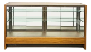 Vintage Glass Top Shelves Storage Display Showcase Cabinet