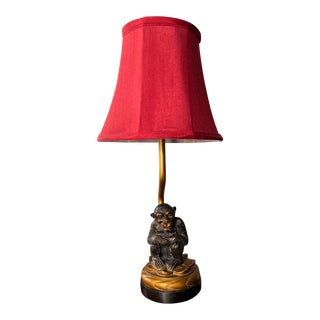 Vintage Petite House of Hackney Style Monkey Lamp With Red Shade For Sale
