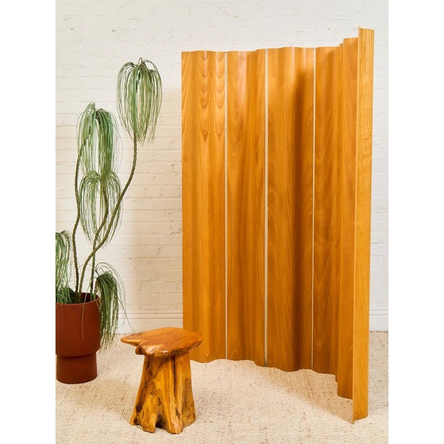 Champagne Styled After Vintage Eames Molded Plywood Folding Screen For Sale - Image 8 of 8