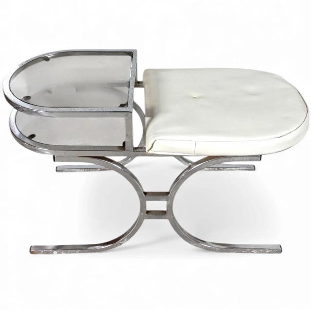 Mid-Century Space Age Chrome amd Smoked Glass Telephone Bench, 1970s For Sale - Image 3 of 11