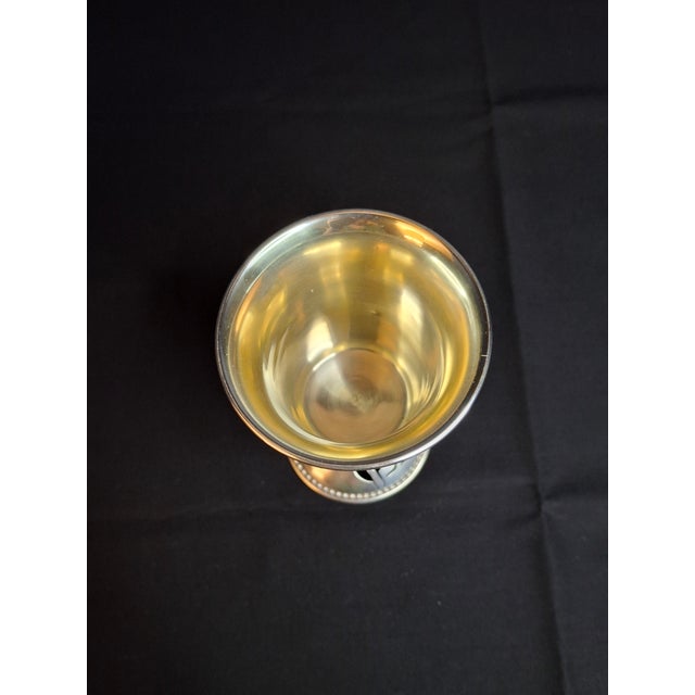 1990s Israeli Sterling Silver Kiddush Cup Cutout Hebrew Blessing Borei Pri Hagafen Netafim For Sale - Image 10 of 15