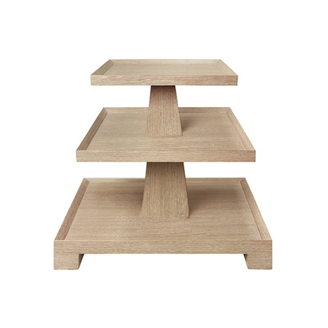 Contemporary Matthew Izzo Home - Tatiana Cerused Oak Tapered Three Tier Side Table With Center Column For Sale - Image 3 of 3